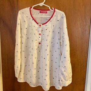 Girl’s Blouse (Size 7-8) White Young Dimension Three Buttons Roll Tab Sleeves